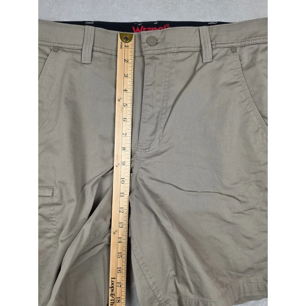 Wrangler Regular Fit Shorts Mens 34 Khaki Tan Stretch Cargo Utility 1967460